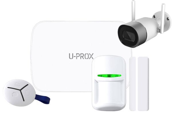 U-Prox Hub 1 Alarm + Camera kit outside White PRO